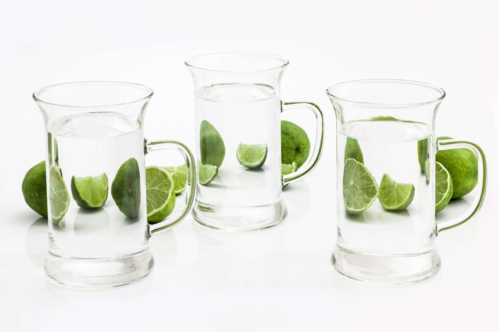 Glass of lemon water before a morning walk for hydration